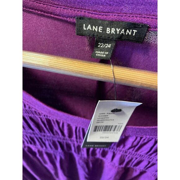 Lane Bryant NWT Purple Smocked Long Sleeve Boat Neck Pullover Top Sz 22 - Picture 5 of 8